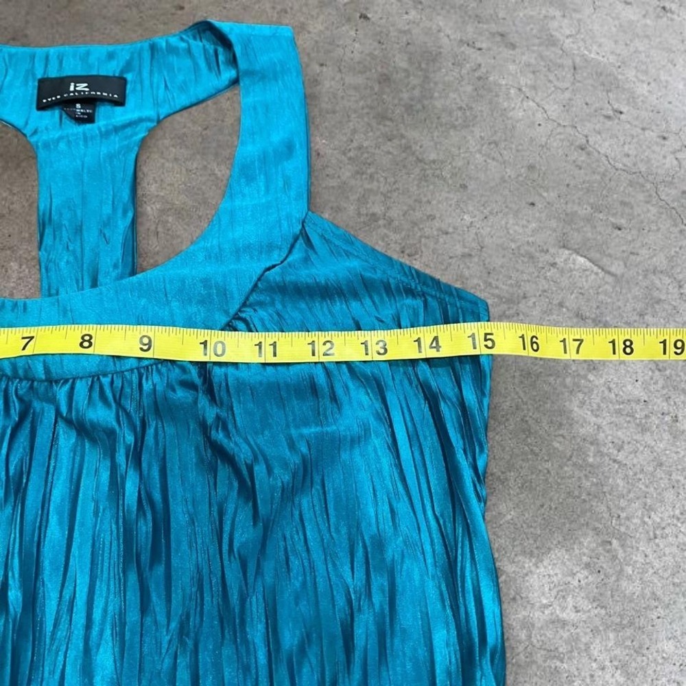 y2k turquoise dark teal satin textured tank top small - Picture 4 of 7